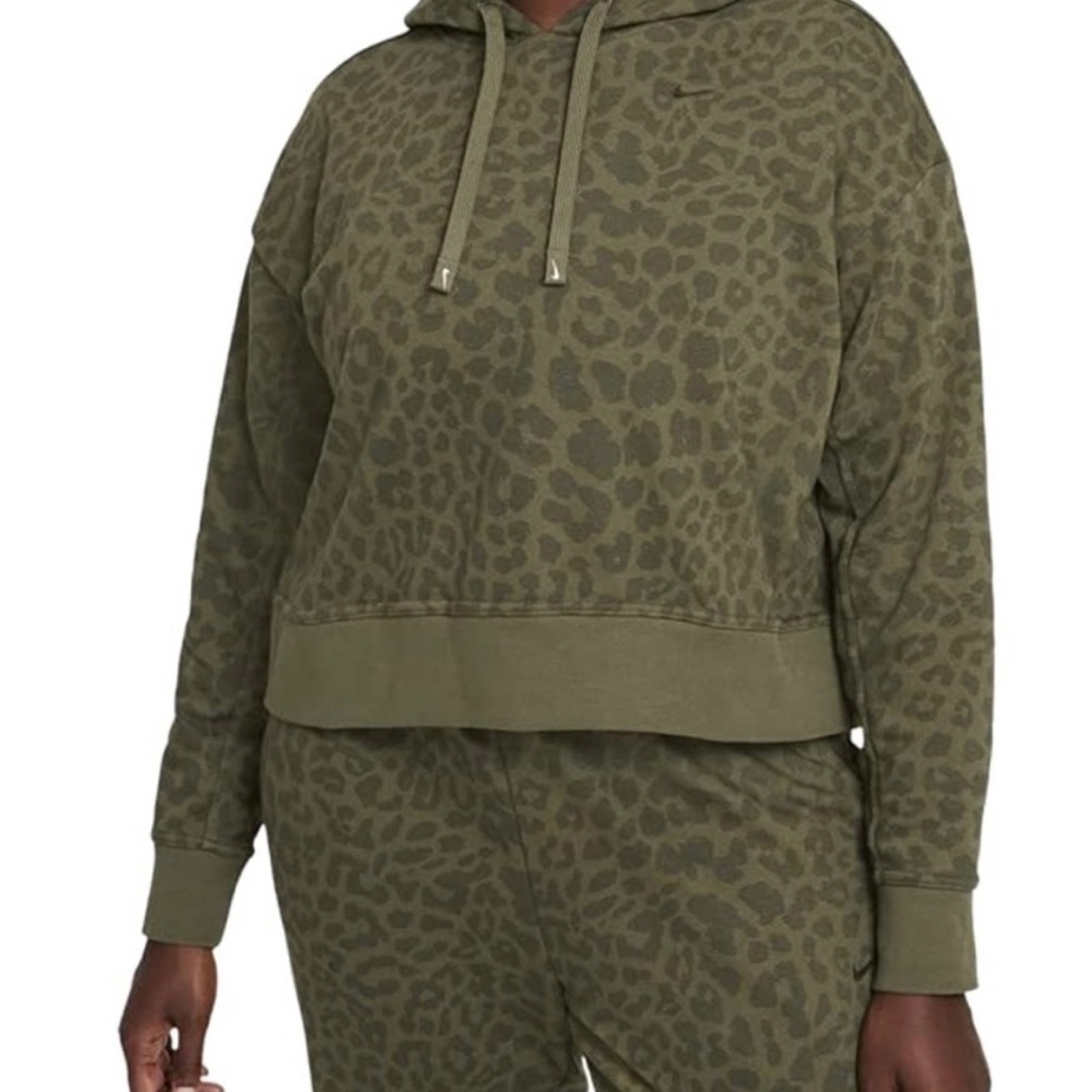 Nike cropped green leopard-print hoodie
